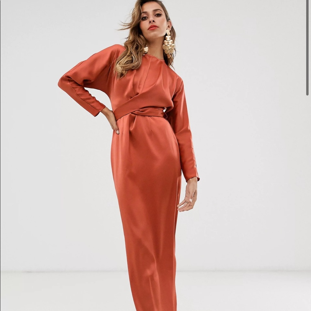 ASOS orange long sleeve gown, never worn